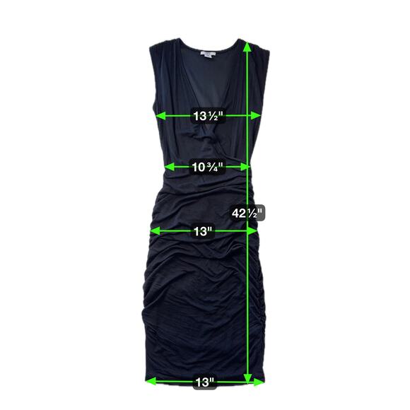 Bar 111 Women's Sz M Black Dress Rushed Long V Neck Faux Wrap Bodycon Lined - Picture 8 of 8